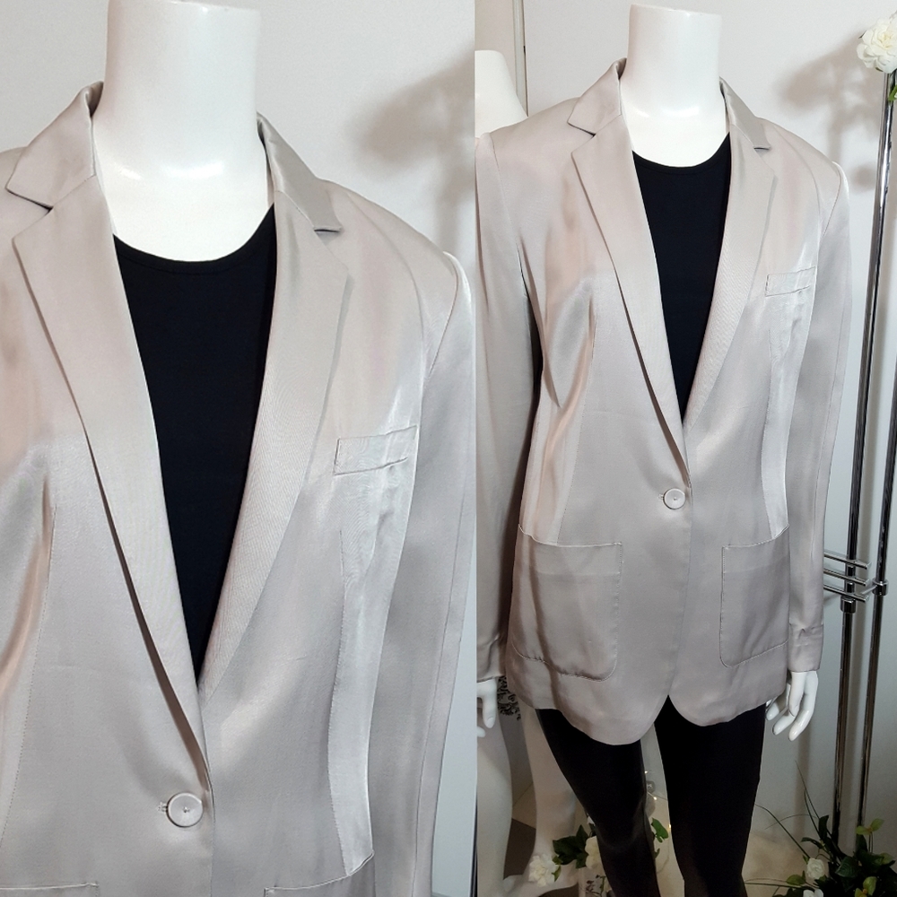 H&M🔖Siky Boyfriend Blazer🔱Casual One Button♡Notch Lapels♡Patch Pocket - Picture 7 of 12